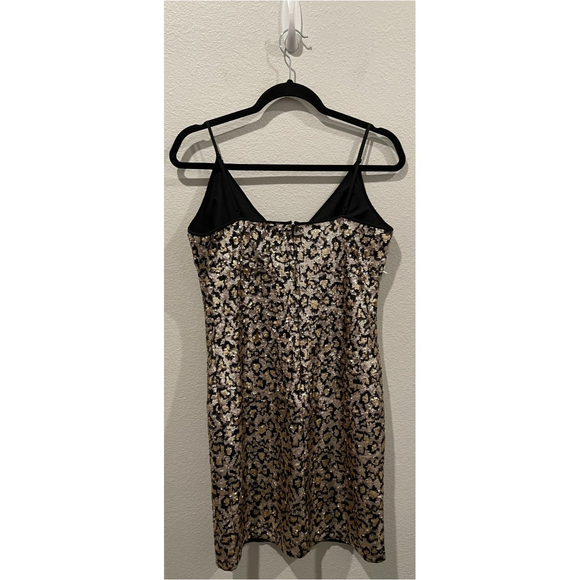 BB DAKOTA Gold Leopard Cheetah Sequin Mini Dress - Picture 7 of 7